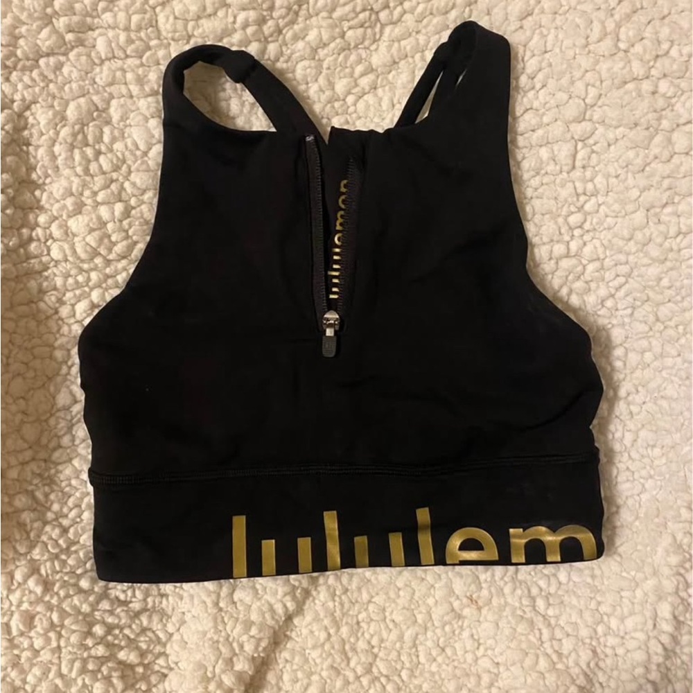 Lululemon Black Sports Bra with Gold Zipper